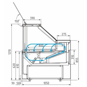 Витрина холодильная Carboma GC111 VM 1,5-1 (1010 Мариель) (динамика, газлифт, без боковин) - Изображение 3