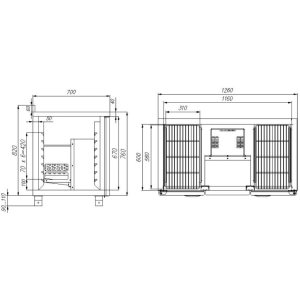 Стол морозильный Carboma T70 L2-1 (2GN/LT Полюс) без борта (9005-1 корпус черный) - Изображение 2