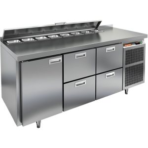 Стол холодильный для салатов HiCold SL2-122SN (1/6) с крышкой
